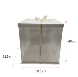 WHITE DELUXE CAKE BOX  - 38,5 X 40 CM