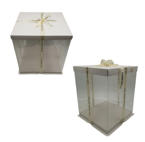 WHITE DELUXE CAKE BOX  - 38,5 X 40 CM