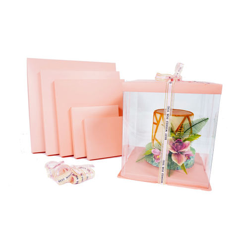 DELUXE CAKE BOX PINK - 17 X 29 CM