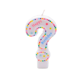 HAPPY BIRTHDAY" BIRTHDAY CANDLE - QUESTION MARK (?)