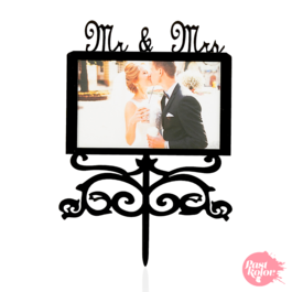 CAKE TOPPER WITH PHOTO  - MR & MRS
