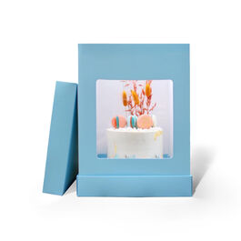 "OLBAA" CAKE BOX WITH WINDOW - BLUE 25 CM