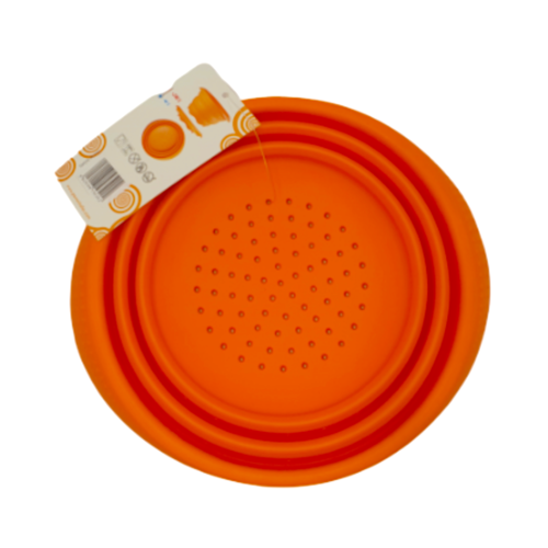 PAVONI FOLDING SILICONE STRAINER - ORANGE 14 CM