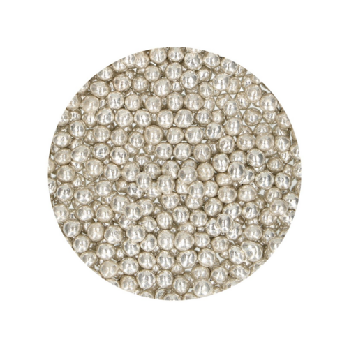 FUNCAKE SOFT SUGAR PEARLS - SILVER METALLIC 55 G