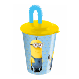 "MINIONS" GLASS + CANE AND LID  430 ML