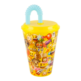 "EMOJI" GLASS + CANE AND LID  430 ML