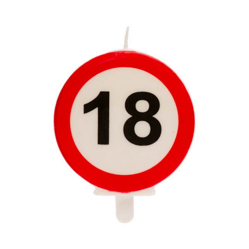 18TH BIRTHDAY CANDLE FORBIDDEN SIGN - 6,3 CM