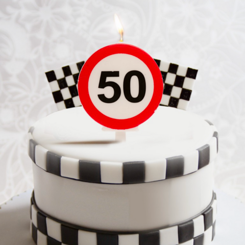 50TH BIRTHDAY CANDLE FORBIDDEN SIGN - 6,3 CM