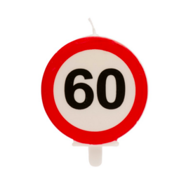 60TH BIRTHDAY CANDLE FORBIDDEN SIGN - 6,3 CM