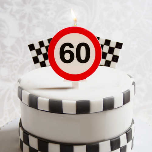 60TH BIRTHDAY CANDLE FORBIDDEN SIGN - 6,3 CM