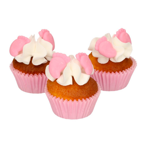 FUNCAKES SUGAR DECORATIONS - PINK BABY FEET