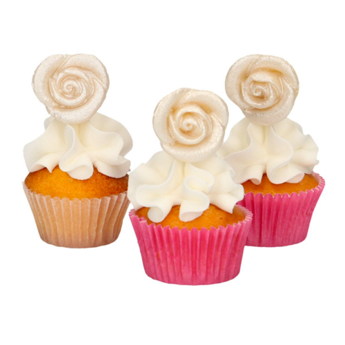 FUNCAKES MARZIPAN DECORATIONS - SILVER ROSES