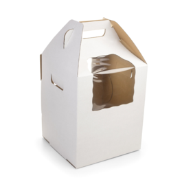 WHITE "XXL" CAKE BOX  WITH TWO WINDOWS - 40 X 45 CM