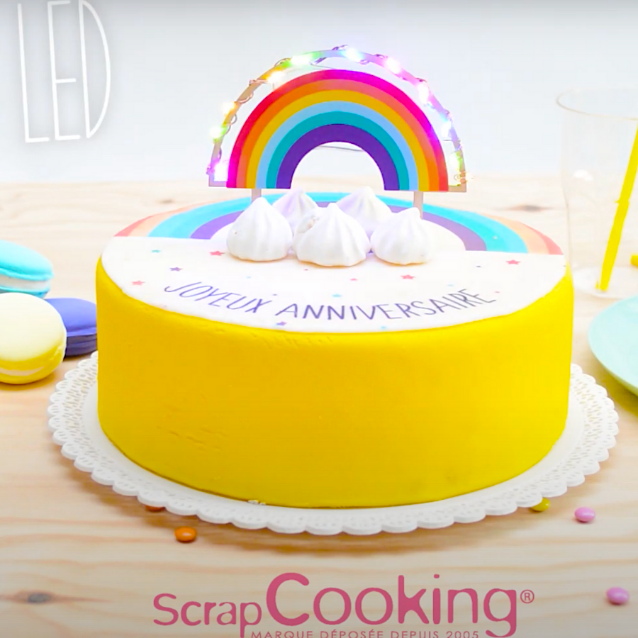 SCRAPCOOKING CAKE TOPPER - RAINBOW LED
