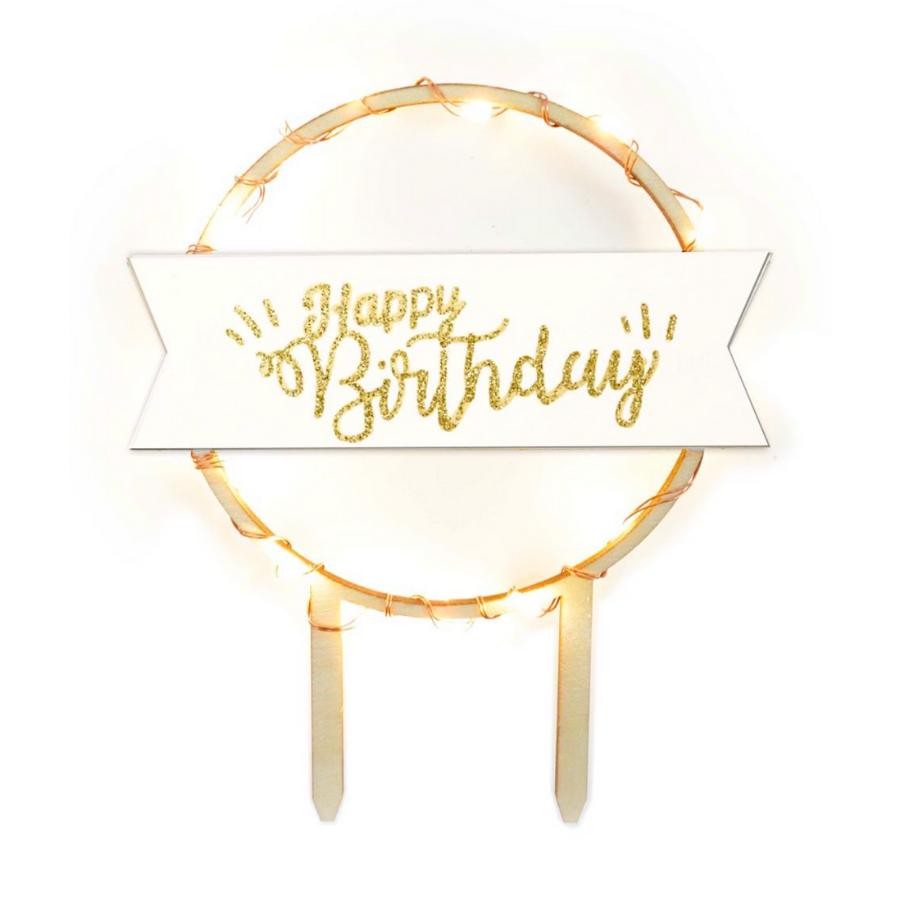 SCRAPCOOKING CAKE TOPPER - "HAPPY BIRTHDAY" LED