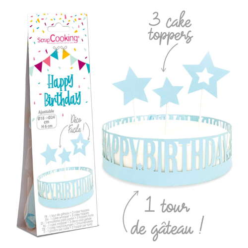 SCRAPCOOKING CAKE WRAPPER + TOPPERS - "HAPPY BIRTHDAY"