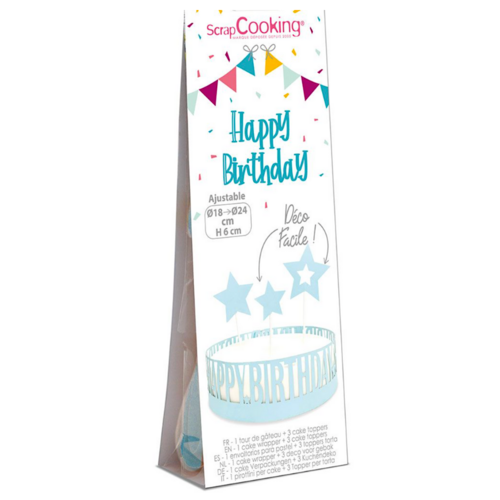 SCRAPCOOKING CAKE WRAPPER + TOPPERS - "HAPPY BIRTHDAY"