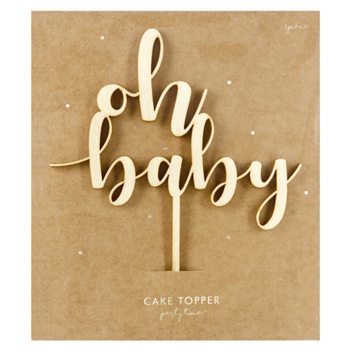 PARTYDECO WOOD CAKE TOPPER - OH BABY