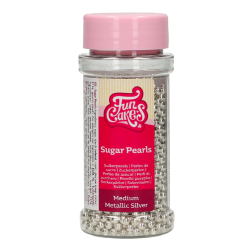 FUNCAKE SUGAR PEARLS - SILVER METALLIC (4 MM) 80 G