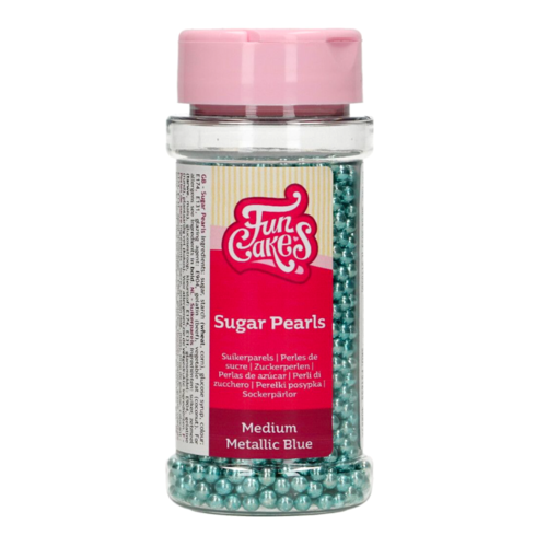 FUNCAKE SUGAR PEARLS - METALLIC BLUE (4 MM) 80 G