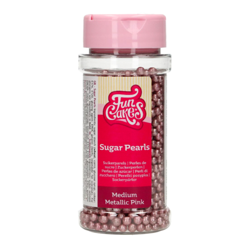 FUNCAKE SUGAR PEARLS - METALLIC PINK (4 MM) 80 G