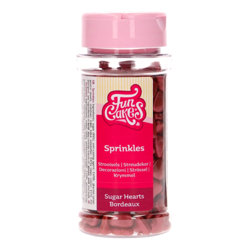 FUNCAKES SPRINKLES - BURGUNDY HEARTS 80 G