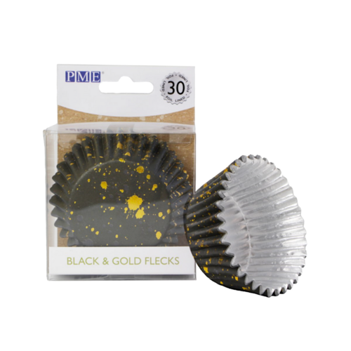 PME CUPCAKE CAPSULES - BLACK AND GOLD SPOTS