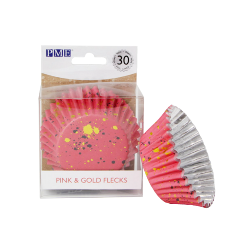 PME CUPCAKE CAPSULES - PINK AND GOLD SPOTS