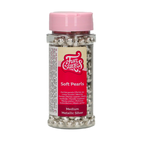 FUNCAKE SOFT SUGAR PEARLS - SILVER METALLIC 55 G