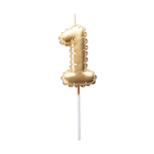 GOLDEN BIRTHDAY BALLOON CANDLE - NUMBER 1