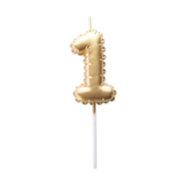 GOLDEN BIRTHDAY BALLOON CANDLE - NUMBER 1