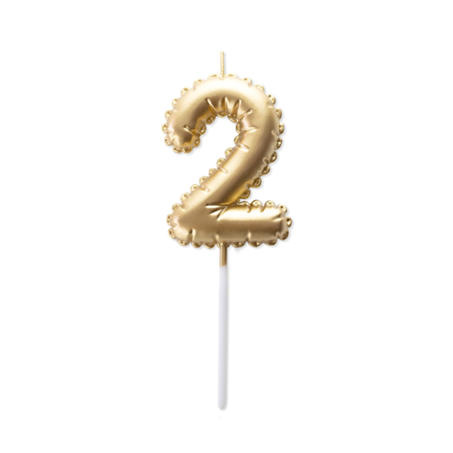 GOLDEN BIRTHDAY BALLOON CANDLE - NUMBER 2