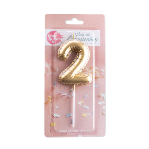 GOLDEN BIRTHDAY BALLOON CANDLE - NUMBER 2
