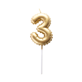 GOLDEN BIRTHDAY BALLOON CANDLE - NUMBER 3