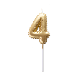 GOLDEN BIRTHDAY BALLOON CANDLE - NUMBER 4