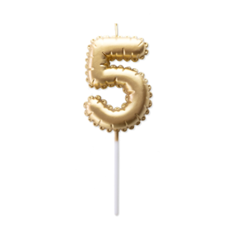 GOLDEN BIRTHDAY BALLOON CANDLE - NUMBER 5