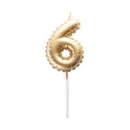 GOLDEN BIRTHDAY BALLOON CANDLE - NUMBER 6