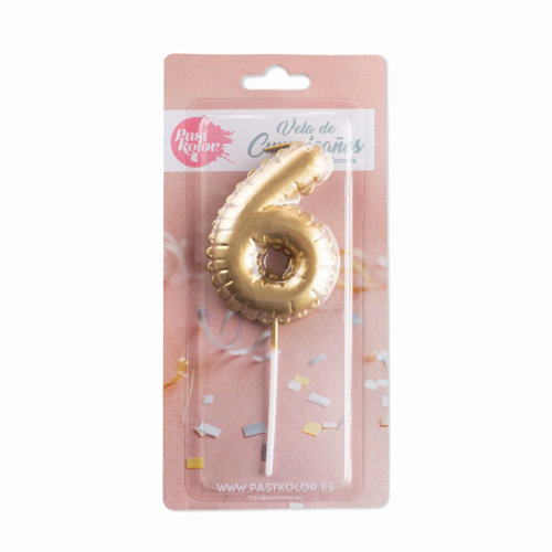 GOLDEN BIRTHDAY BALLOON CANDLE - NUMBER 6
