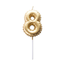 GOLDEN BIRTHDAY BALLOON CANDLE - NUMBER 8