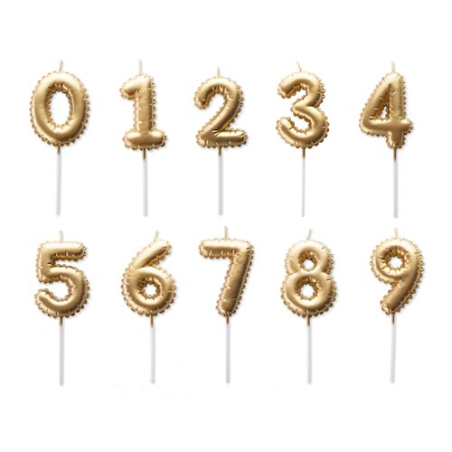 GOLDEN BIRTHDAY BALLOON CANDLE - NUMBER 0