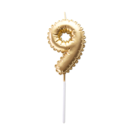 GOLDEN BIRTHDAY BALLOON CANDLE - NUMBER 9