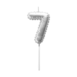SILVER BIRTHDAY BALLOON CANDLE - NUMBER 7