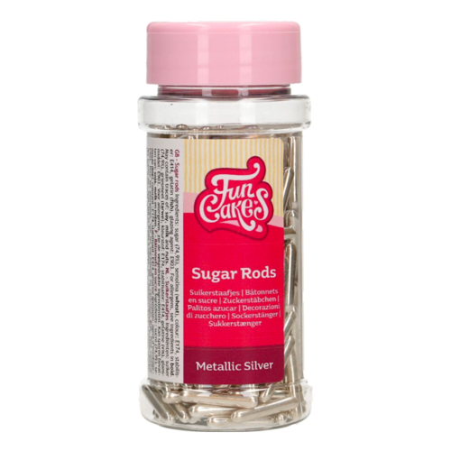 FUNCAKES SUGAR STICKS XL - SILVER METALLIC 70 G