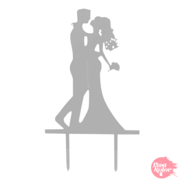 SILVER CAKE TOPPER - WEDDING COUPLE