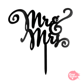 BLACK CAKE TOPPER - MR & MRS