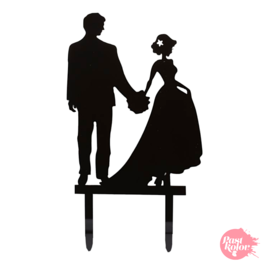 BLACK CAKE TOPPER - WALKING COUPLE