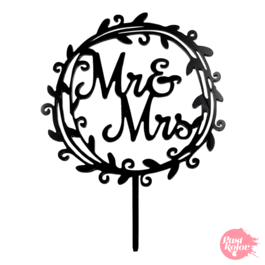 BLACK CAKE TOPPERS - MR & MRS CROWN