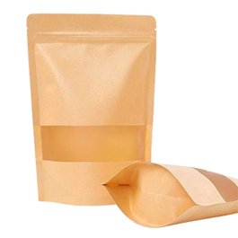 KRAFT PAPER BAG WITH ZIP CLOSURE AND WINDOW - MEDIUM