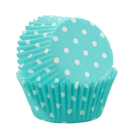 WILTON CUPCAKE CAPSULES - BLUE WITH POLKA DOTS