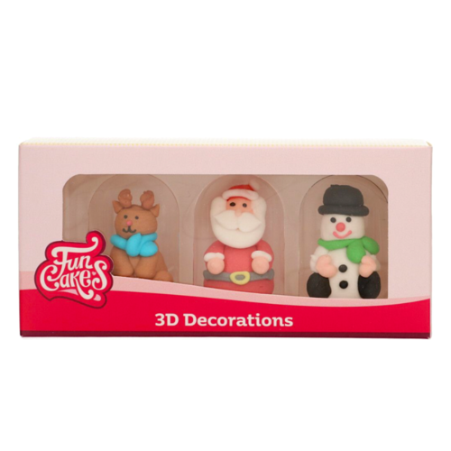 FUNCAKES SUGAR DECORATIONS - CHRISTMAS FIGURES (3D)